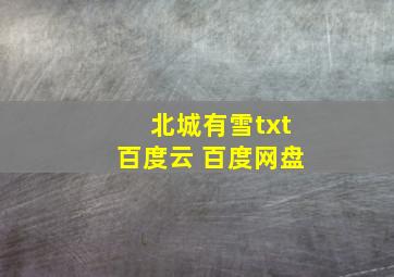 北城有雪txt百度云 百度网盘